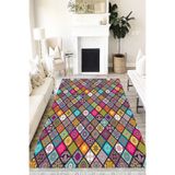 Motto Hali Patchwork Eko Punto Kaymaz Tabanlı Yıkanabilir Antibakteriyel Dijital Baskı Patchwork Halı Yolluk, PW-8038A-EKOPNT-100X200