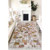 Motto Hali Patchwork Perla Soft Kaymaz Tabanlı Yıkanabilir Antibakteriyel Dijital Baskı Patchwork Halı Yolluk, PW-8030C-PRL-200X300