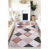 Motto Hali Patchwork Perla Soft Kaymaz Tabanlı Yıkanabilir Antibakteriyel Dijital Baskı Patchwork Halı Yolluk, PW-8065A-PRL-160X230