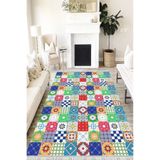 Motto Hali Patchwork Perla Soft Kaymaz Tabanlı Yıkanabilir Antibakteriyel Dijital Baskı Patchwork Halı Yolluk, PW-8091B-PRL-200X300