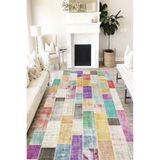 Motto Hali Patchwork Punto Kaymaz Dot Tabanlı Yıkanabilir Antibakteriyel Dijital Baskı Patchwork Halı Yolluk, PW-8003A-PNT-100X400