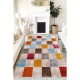 Motto Hali Patchwork Punto Kaymaz Dot Tabanlı Yıkanabilir Antibakteriyel Dijital Baskı Patchwork Halı Yolluk, PW-8004A-PNT-100X200