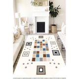 Motto Hali Patchwork Punto Kaymaz Dot Tabanlı Yıkanabilir Antibakteriyel Dijital Baskı Patchwork Halı Yolluk, PW-8033C-PNT-100X200