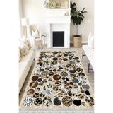 Motto Hali Patchwork Punto Kaymaz Dot Tabanlı Yıkanabilir Antibakteriyel Dijital Baskı Patchwork Halı Yolluk, PW-8052A-PNT-200X400