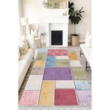 Motto Hali Patchwork Punto Kaymaz Dot Tabanlı Yıkanabilir Antibakteriyel Dijital Baskı Patchwork Halı Yolluk, PW-8068A-PNT-160X230