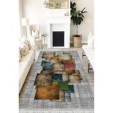 Motto Hali Patchwork Punto Kaymaz Dot Tabanlı Yıkanabilir Antibakteriyel Dijital Baskı Patchwork Halı Yolluk, PW-8077A-PNT-200X300