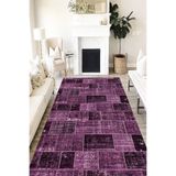 Motto Hali Patchwork Verona Kaymaz Deri Tabanlı Yıkanabilir Antibakteriyel Dijital Baskı Patchwork Halı Yolluk, PW-8001G-VRN-100X200