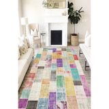 Motto Hali Patchwork Verona Kaymaz Deri Tabanlı Yıkanabilir Antibakteriyel Dijital Baskı Patchwork Halı Yolluk, PW-8003A-VRN-80X300