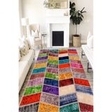 Motto Hali Patchwork Verona Kaymaz Deri Tabanlı Yıkanabilir Antibakteriyel Dijital Baskı Patchwork Halı Yolluk, PW-8010A-VRN-80X300
