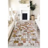 Motto Hali Patchwork Verona Kaymaz Deri Tabanlı Yıkanabilir Antibakteriyel Dijital Baskı Patchwork Halı Yolluk, PW-8030C-VRN-100X200
