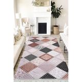 Motto Hali Patchwork Verona Kaymaz Deri Tabanlı Yıkanabilir Antibakteriyel Dijital Baskı Patchwork Halı Yolluk, PW-8065A-VRN-80X300