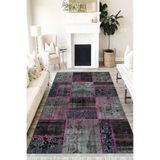 Motto Hali Patchwork Verona Kaymaz Deri Tabanlı Yıkanabilir Antibakteriyel Dijital Baskı Patchwork Halı Yolluk, PW-8086B-VRN-80X300