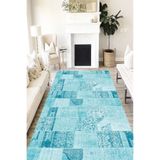 Motto Hali Patchwork Westa Kaymaz Tabanlı Yıkanabilir Antibakteriyel Dijital Baskı Patchwork Halı Kilim, PW-8001D-WST-200X300