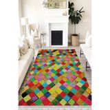 Motto Hali Patchwork Westa Kaymaz Tabanlı Yıkanabilir Antibakteriyel Dijital Baskı Patchwork Halı Kilim, PW-8018A-WST-200X300