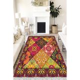 Motto Hali Patchwork Westa Kaymaz Tabanlı Yıkanabilir Antibakteriyel Dijital Baskı Patchwork Halı Kilim, PW-8088C-WST-100X200