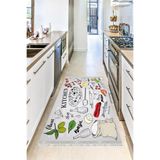 Motto Hali Perla Soft Kaymaz Tabanlı Yıkanabilir Antibakteriyel Dijital Baskı Mutfak Halısı, MK-9053A-PRL-80X150