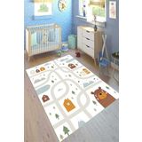 Motto Hali Punto Kaymaz Dot Tabanlı Yıkanabilir Antibakteriyel Dijital Baskı Çocuk Halısı, CK-10163A-PNT-100X200