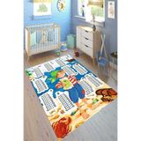 Motto Hali Westa Kaymaz Tabanlı Yıkanabilir Antibakteriyel Dijital Baskı Çocuk Halısı, CK-10007B-WST-200X300