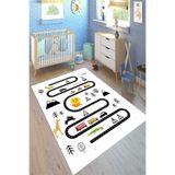 Motto Hali Westa Kaymaz Tabanlı Yıkanabilir Antibakteriyel Dijital Baskı Çocuk Halısı, CK-10132A-WST-160X230