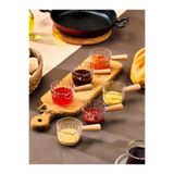 Motto Kitchen 6'lı Ahşap Saplı Mıka Reçellik Sosluk Sofra Sunum Kahvaltı Seti - Ahşap Saplı Sunumluk 80 ml
