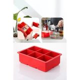 Motto Kitchen Bölmeli Büyük Boy Silikon Buz Kalıbı - 6'lı Kırmızı Silikon Kare Buzluk Kokteyl Sunum Buz Kalıbı