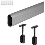 Motto Oval Alüminyum 0-150 cm Arası Askı Dolap Içi Askı Borusu 2 Adet Siyah Oval Flanş Vidaları Dolap Içi Düzenleyiciler Gri - 02 - Gri - 90