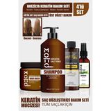 Motto Plus Professional 4'lü Brezilya Fönü Şampuan Keratin Saç Düzleştirici Bakım Seti (Keratin-Şampuan-Maske-Serum)