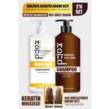 Motto Plus Professional Aşırı Yıpranmış Saçlar İçin Saç Düzleştirici Keratin & Tuzsuz Şampuan 2'li Set BÜYÜK BOY