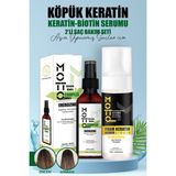 Motto Plus Professional Saç Pürüzsüzleştirici ve Düzleştirici 2'li Saç Bakım Seti (Köpük Keratin - Keratin & Biotin Serum) - Beyaz