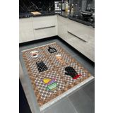 Motto Rug Store Eko Dijital Baskı Kaymaz Tabanlı Leke Tutmaz Makinede Yıkanabilir Dekoratif Mutfak Halısı