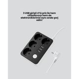 Motto Ticaret 3 USB Çıkışlı 4’lü Akıllı Priz 2500W 2 Metre Kablo - Renkli