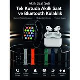 Motto Ticaret 7 Kordonlu Akıllı Saat ve Bluetooth Kulaklık Seti Nabız Takibi, Bildirimler ve Spor Modları - Renkli - Standart
