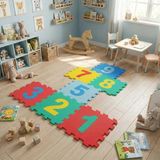 Motto Ticaret 9 Parça Sayılar Puzzle Yer Matı - Renkli