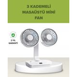 Motto Ticaret Çift Kafalı Masaüstü ve Duvar Tipi Sessiz USB Şarjlı Fan - Renkli
