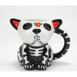 Motto Ticaret Day Of The Dead Köpek Figürlü 3D Kabartmalı Porselen Kupa ALK4896 - Renkli