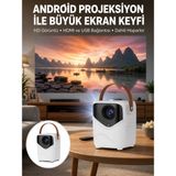 Motto Ticaret Mey Ithalat® Hd Ayaklı Portatif Projeksiyon Cihazı Bluetooth Wifi Akıllı Android Işlemcili Y