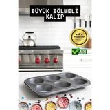 Motto Ticaret Mini Çocuklar Için Cupcake Fırın Kalıbı 6 Büyük Bölmeli Muffin Kek Kalıbı - Renkli