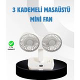 Motto Ticaret Sessiz Çalışan USB Şarjlı Çift Kafalı Masaüstü Fan – Ev ve Ofis Için - Renkli