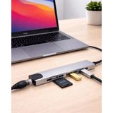 Motto Ticaret Type C Hub Çoklayıcı 8 Port USB HDMI RJ45 Kart Okuyucu - Renkli