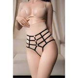 Motto10butik Ağı Açık Yüksel Bel String Lastik Harness - APFT1211 Siyah-S/M