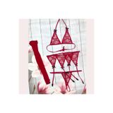 Motto10butik Bacio Fantezi Kırmızı Dantelli Fiyonklu Jartiyer Takım BC8526 Çok Renkli-L