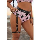 Motto10butik Bel ve Bacak Bağlantılı Zincir Detaylı Şık Bacak Harness - APFT807 Siyah-S/M