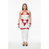 Motto10butik Büyük Beden Kırmızı Kadın Deri Harness Takım Zincir Detaylı Jartiyerli - APFT1219 Taba-4XL-5XL