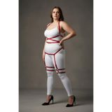 Motto10butik Büyük Beden Kırmızı Kadın Jartiyer Harness Deri Fantazi Vücut Takımı - APFT274 Taba-L/XL