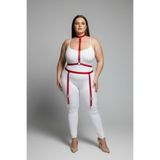 Motto10butik Büyük Beden Kırmızı Kadın Jartiyer Harness Deri Vücut Aksesuarı - APFT230 Taba-S/M