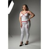 Motto10butik Büyük Beden Kırmızı Kadın Jartiyer Harness Özel Tasarım Deri Takım - APFT228 Taba-4XL-5XL