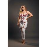 Motto10butik Büyük Beden Kırmızı Kadın Jartiyer Harness Tam Vücut Halka Detaylı Fantazi Aksesuar - A Taba-S/M