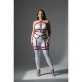 Motto10butik Büyük Beden Kırmızı Kadın Jartiyer Harness Tüm Vücut Saran Deri Fantazi Aksesuar - APFT Haki-2XL/3XL