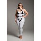 Motto10butik Büyük Beden Siyah Kadın Deri Harness Takım Jartiyer Detaylı - APFT1130 Siyah-L/XL