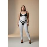 Motto10butik Büyük Beden Siyah Kadın Deri Harness Takım Tasma ve Halka Detaylı Fantezi Aksesuar - AP Taba-2XL/3XL